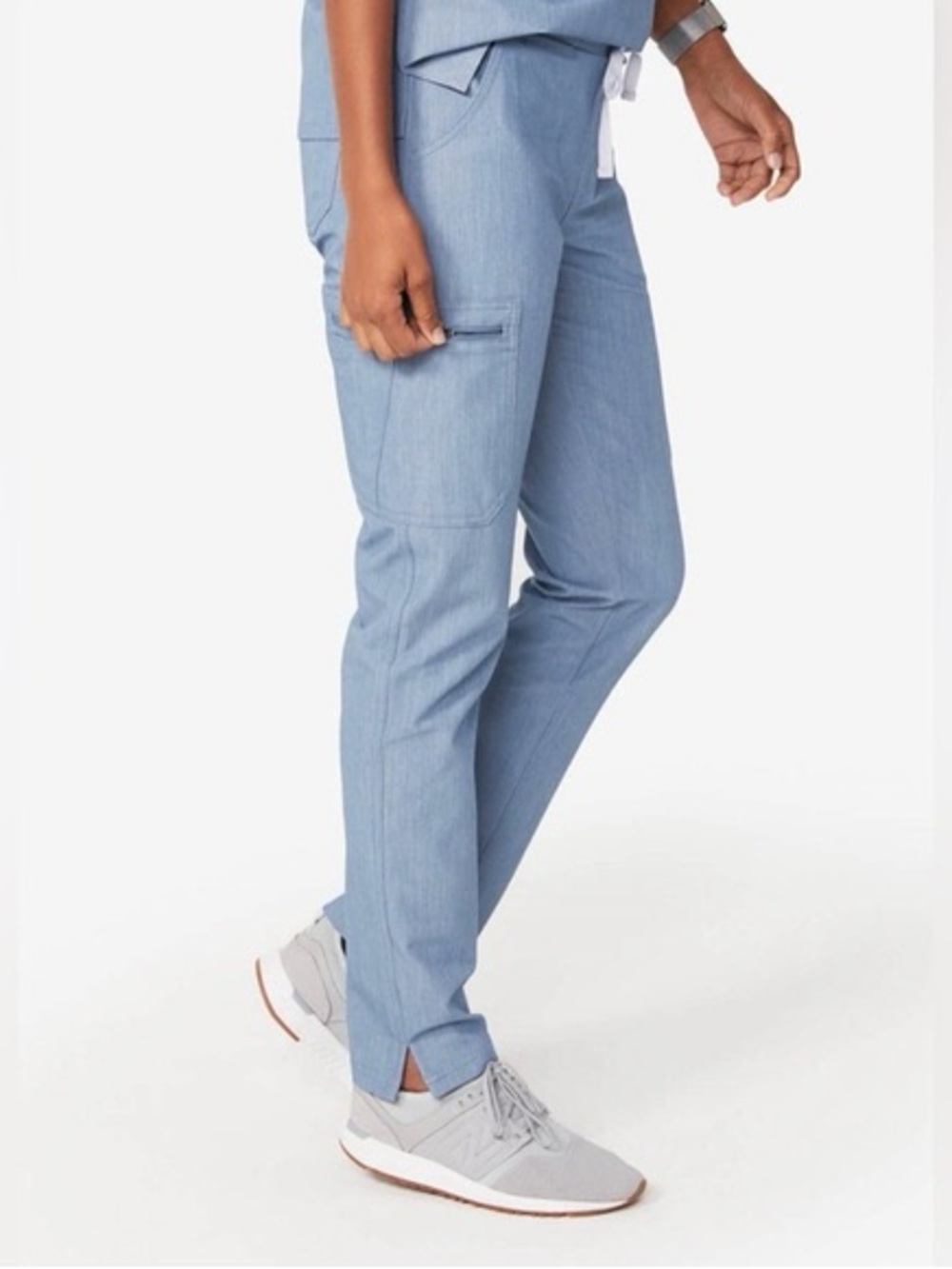 FIGS Womens Yola Scrub Pant Light Blue Jean Size XS Cargo Nurse Medical